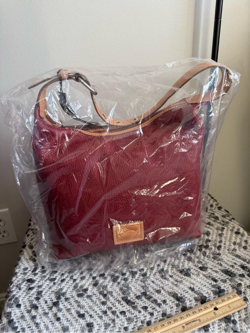 Dooney & Bourke Wine Pebble Leather Paige Sac